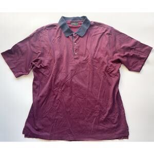 Men's Bobby Jones Burgundy and Navy Cotton Polo Shirt Size XL